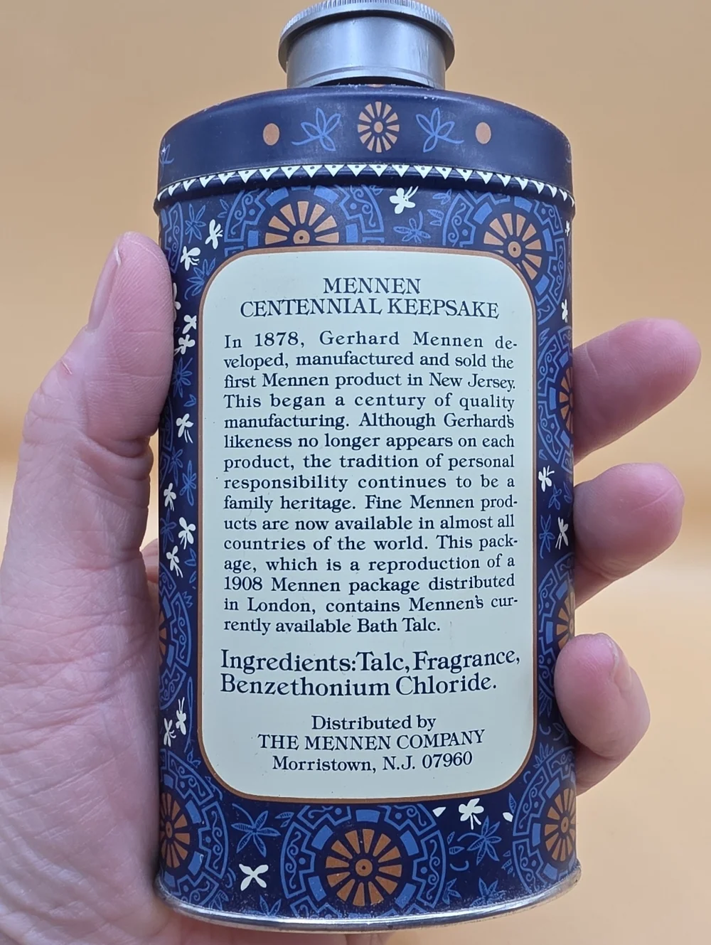 Vintage 1978 Mennens Toilet Powder 4oz Keepsake Tin -some used